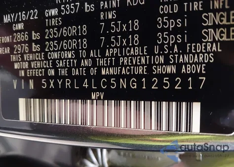 2022 Kia Sorento S from USA, damaged, VIN 5XYRL4LC5NG125217